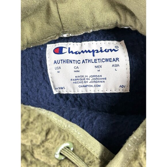 Champion High Pile Pullover Hoodie Mens Medium Blue Cozy Fleece Jacket See Notes - Picture 5 of 16